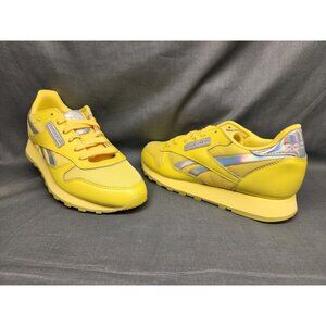 Reebok Girls Classic Leather Casual Sneakers Yellow Silver Size 5.5 NEW NO BOX!
